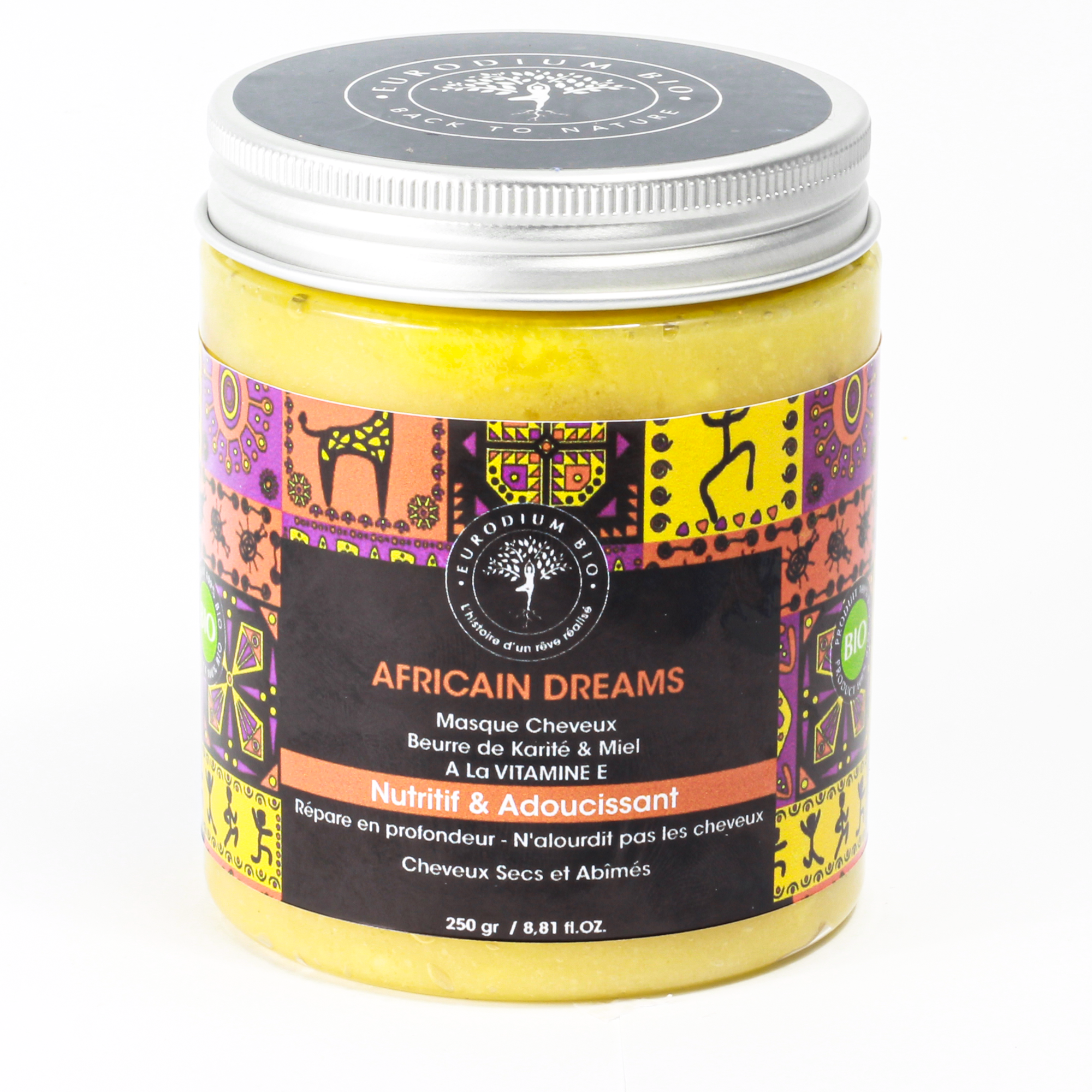 AFRICAIN DREAMS Masque Cheveux Beurre de Karité & Miel A La VITAMINE E -  Eurodiumbio